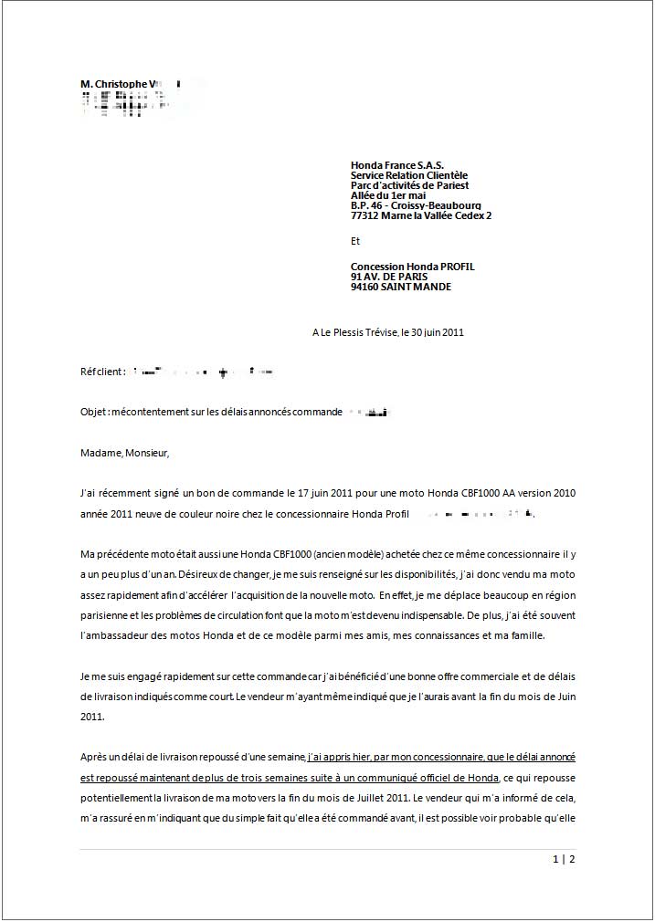 lettre retard paiement