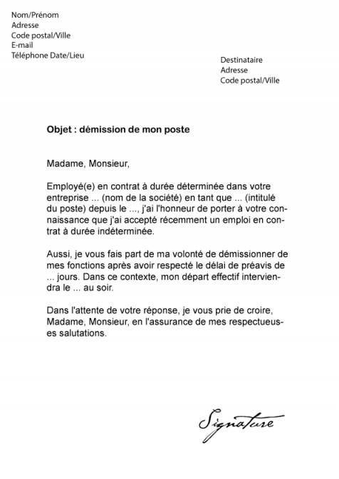 lettre rupture cdd salarie