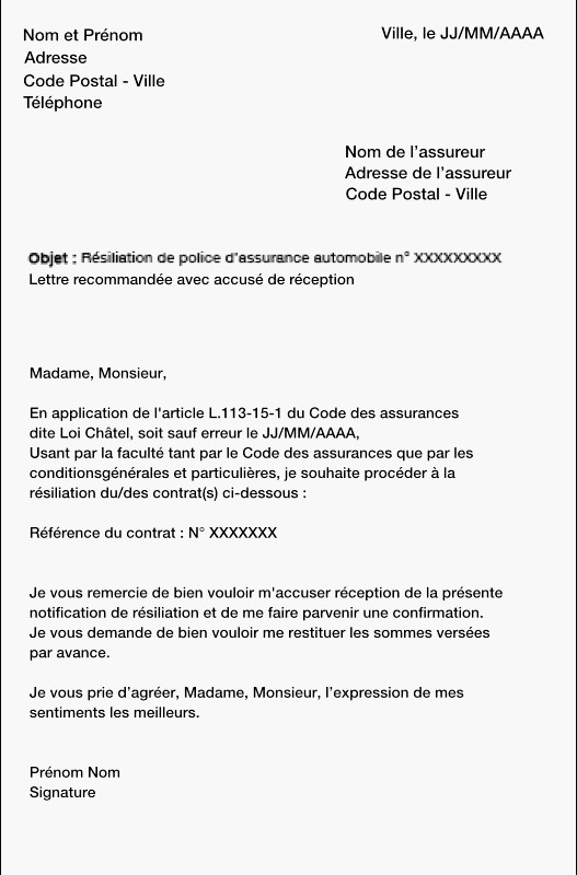 lettre rupture contrat assurance habitation