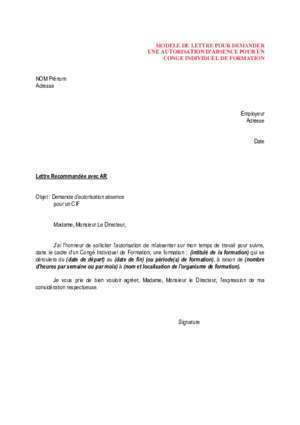 lettre type autorisation