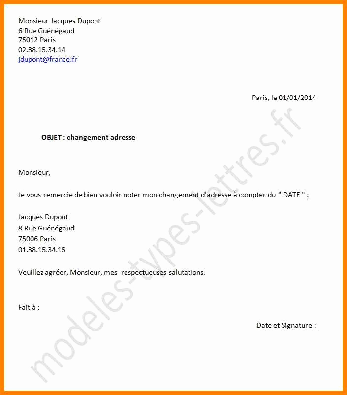 lettre type changement d'adresse impots