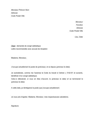lettre type conge sabbatique