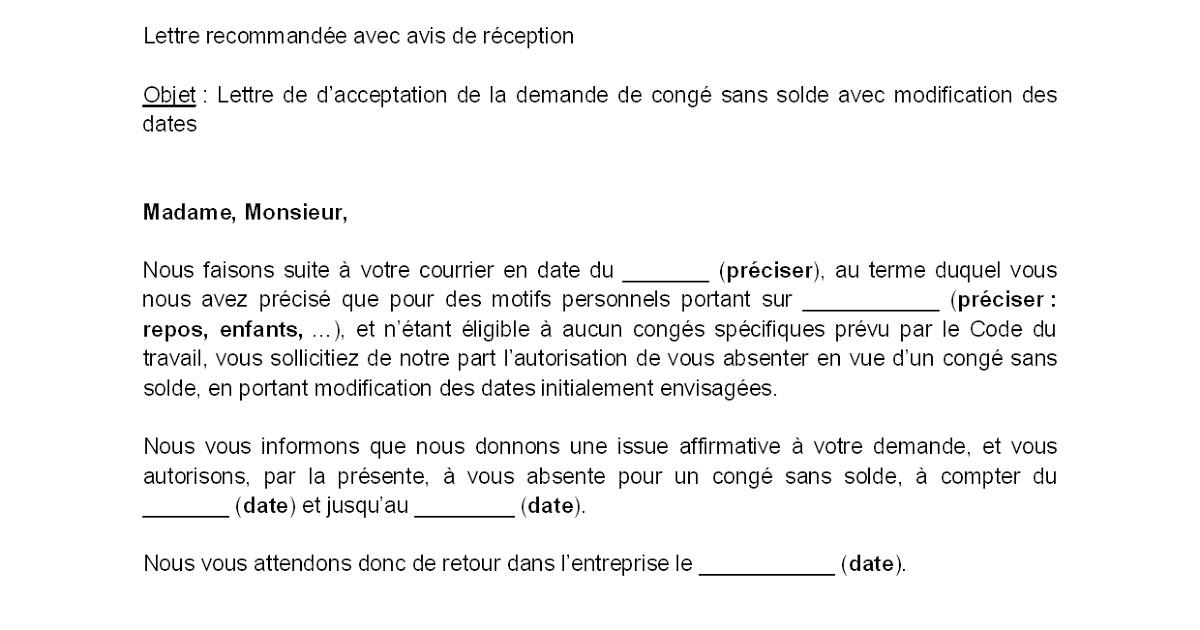 lettre type conge sabbatique