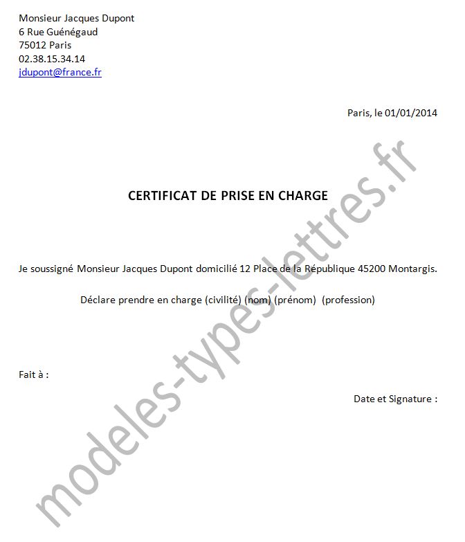 lettre type d'attestation