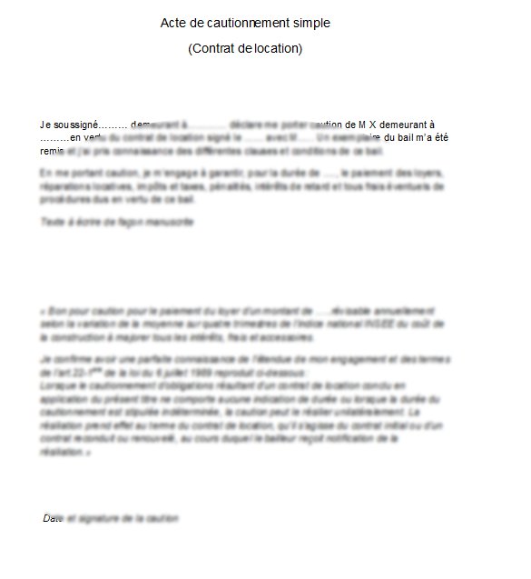 lettre type de caution