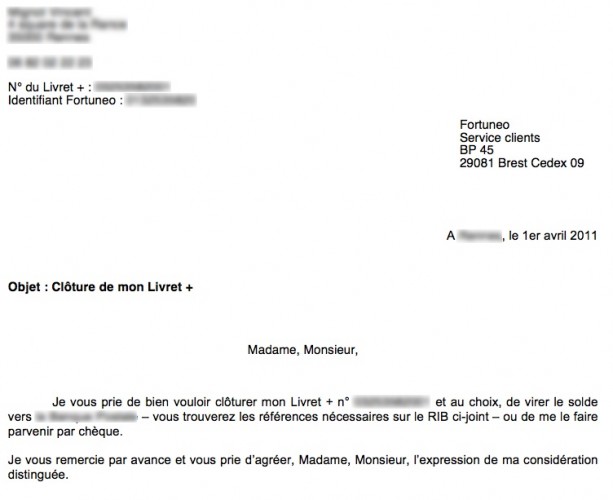 lettre type de cloture de compte