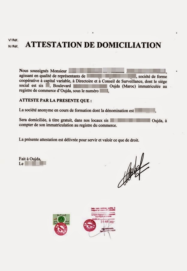lettre type de domiciliation