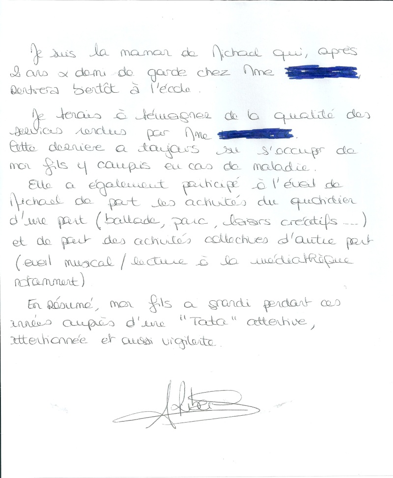 lettre type de fin de contrat nounou