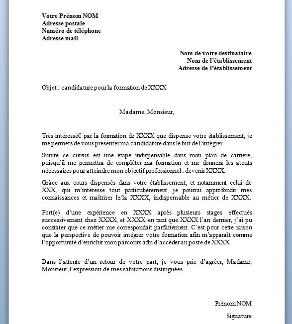 lettre type de pouvoir