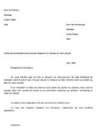 lettre type de preavis
