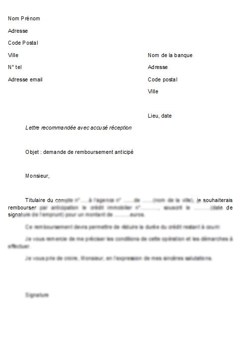 lettre type de remboursement