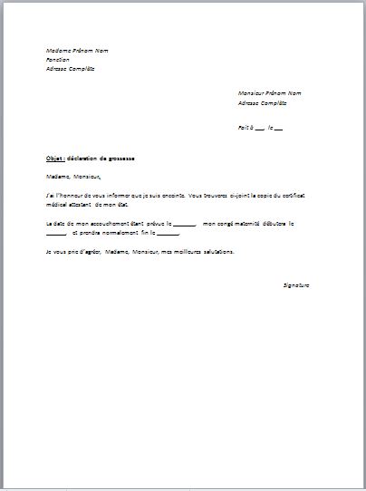 lettre type declaration de grossesse
