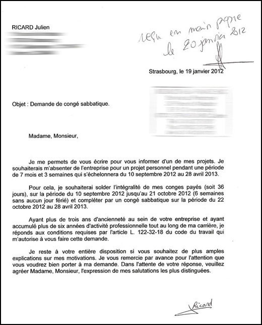 lettre type demande de conge sabbatique