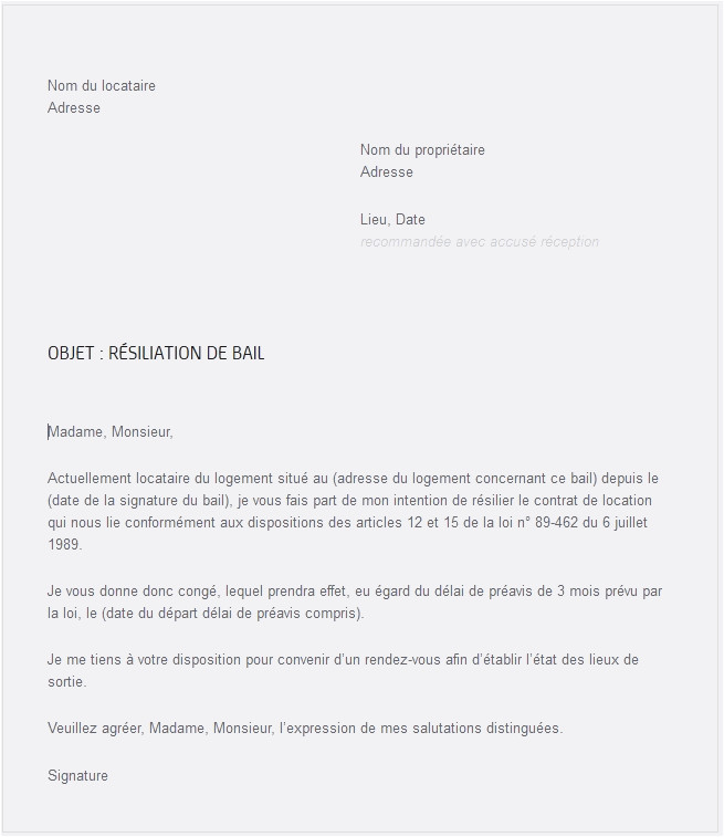 lettre type demande de conge