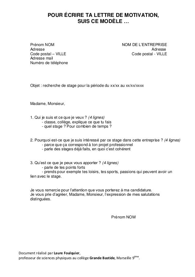 lettre type francais