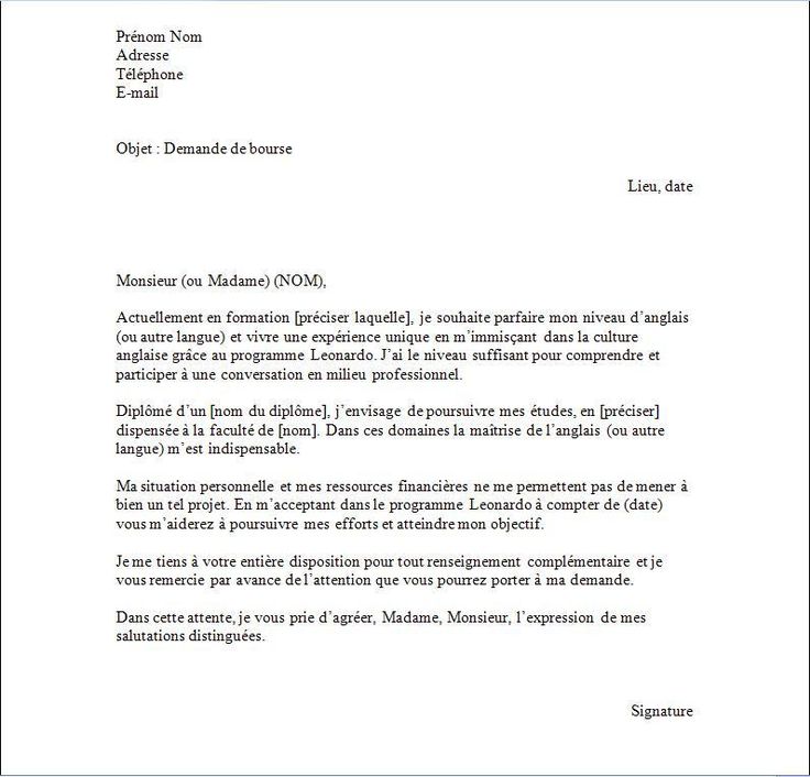 lettre type francais