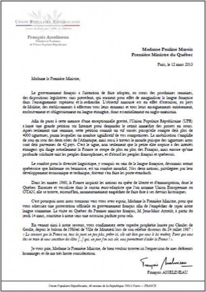 lettre type francais