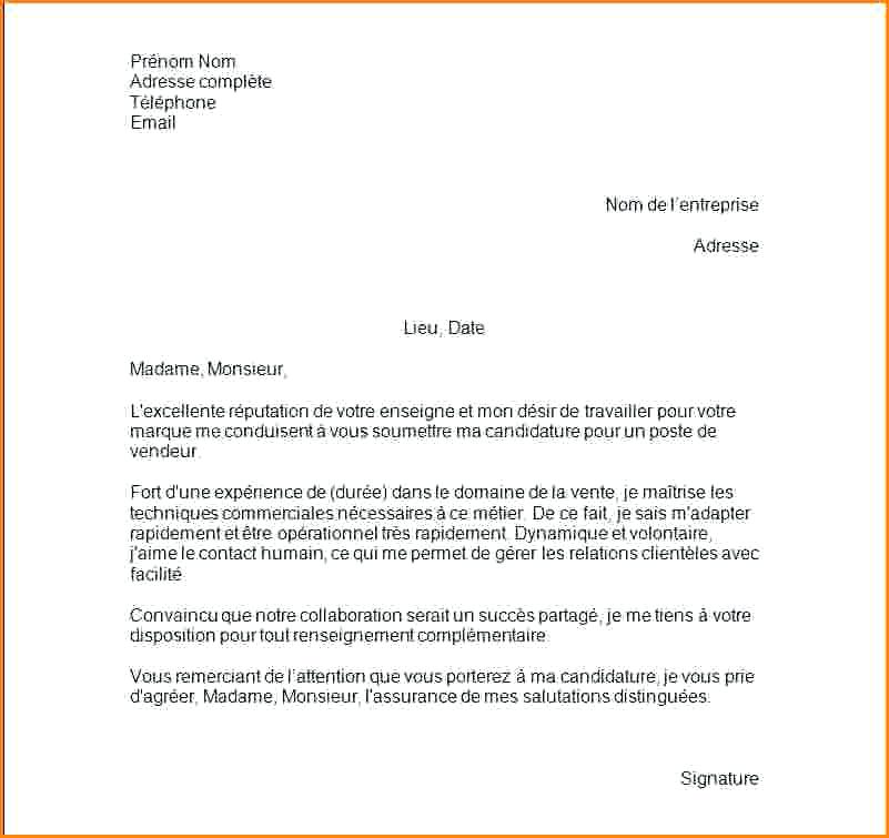 lettre type motivation