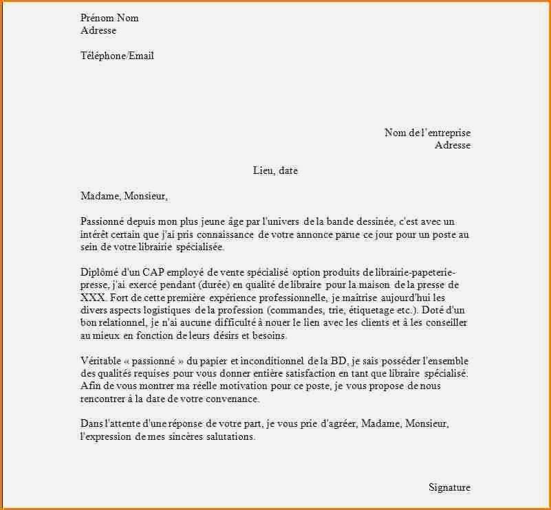 lettre type motivation