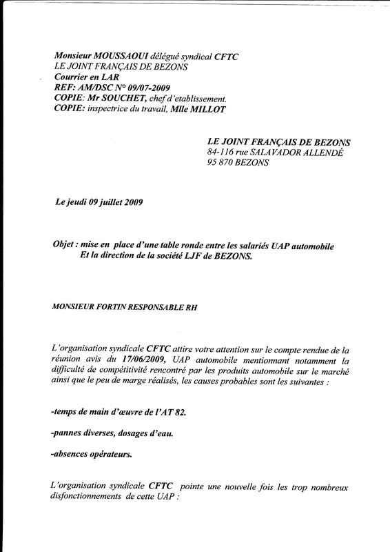 lettre type mutation professionnelle