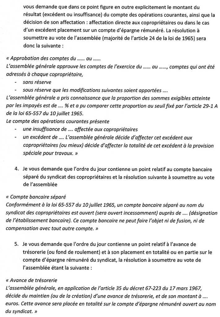 lettre type ordre du jour assemblee generale