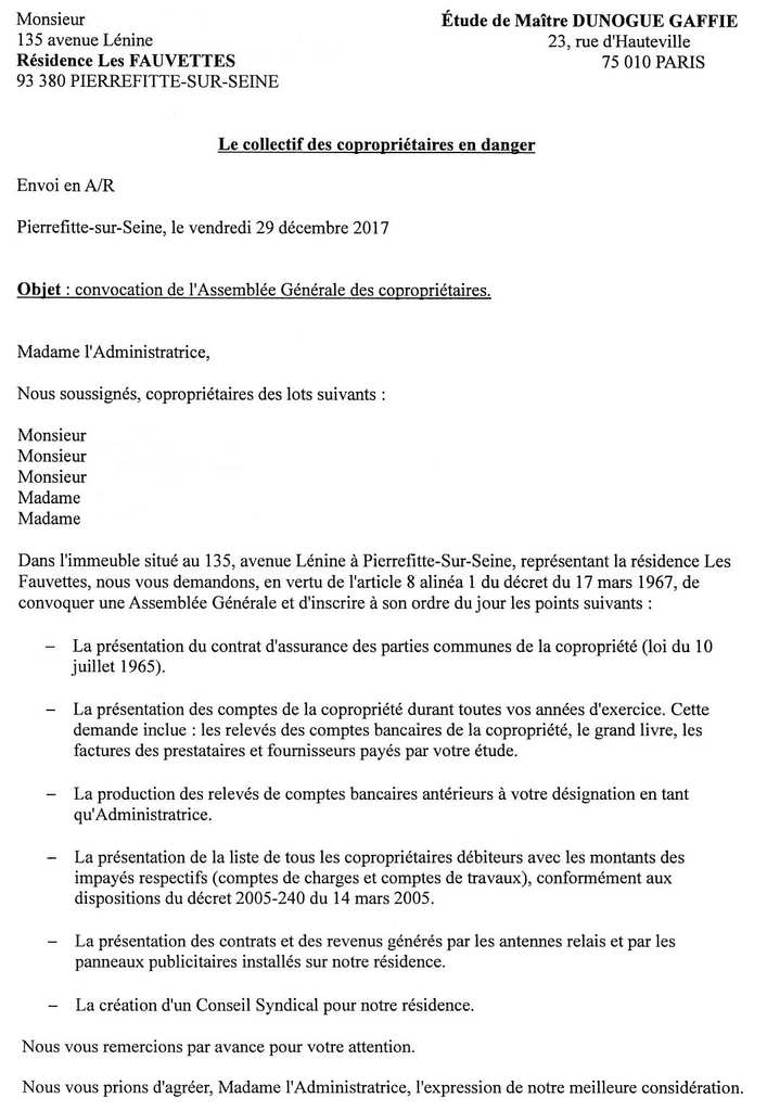 lettre type ordre du jour assemblee generale