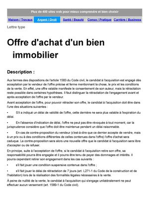 lettre type proposition de vente