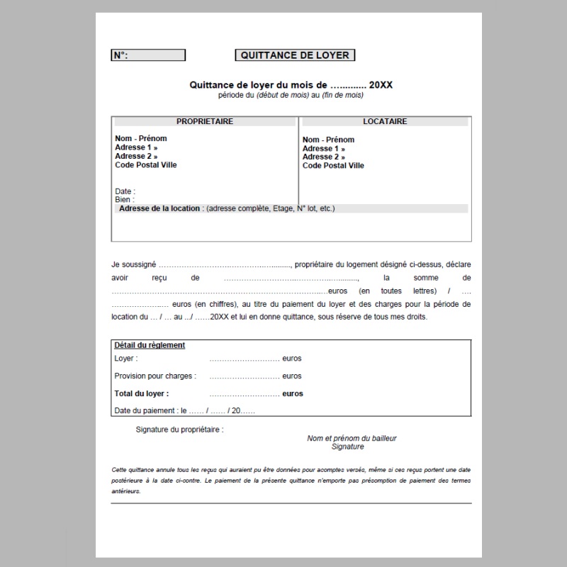 lettre type quittance de loyer