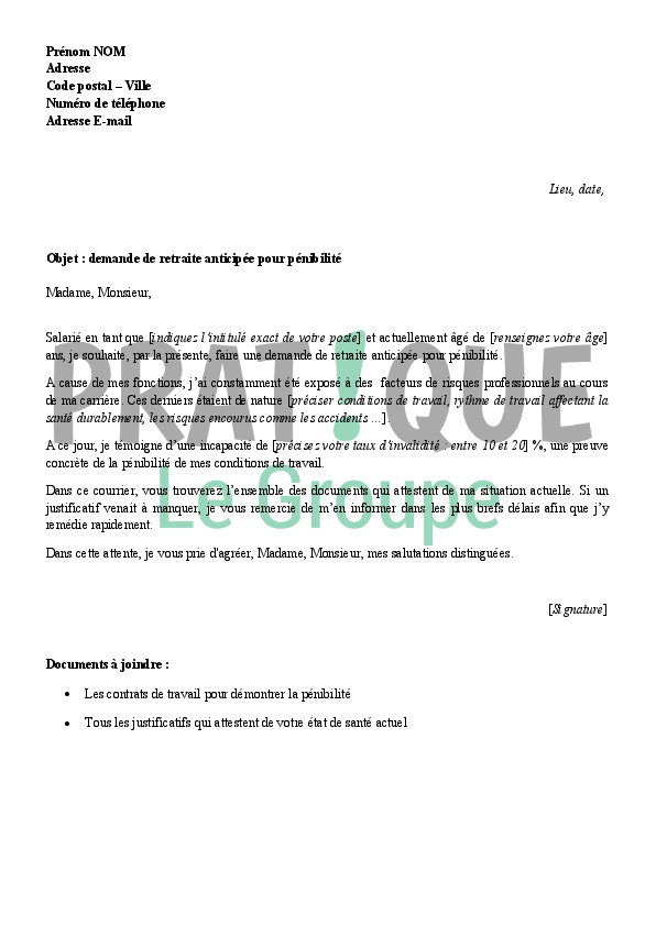 lettre type retraite fonctionnaire