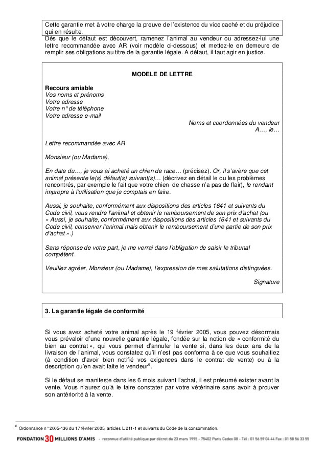 lettre type vice cache automobile