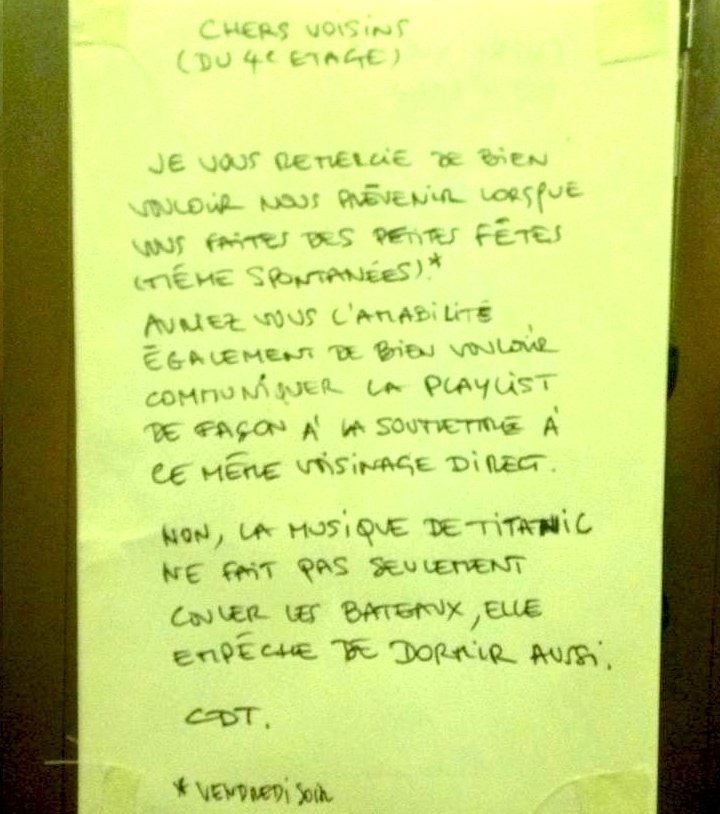 lettre voisin bruit soiree