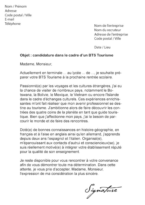 lettre voyage scolaire