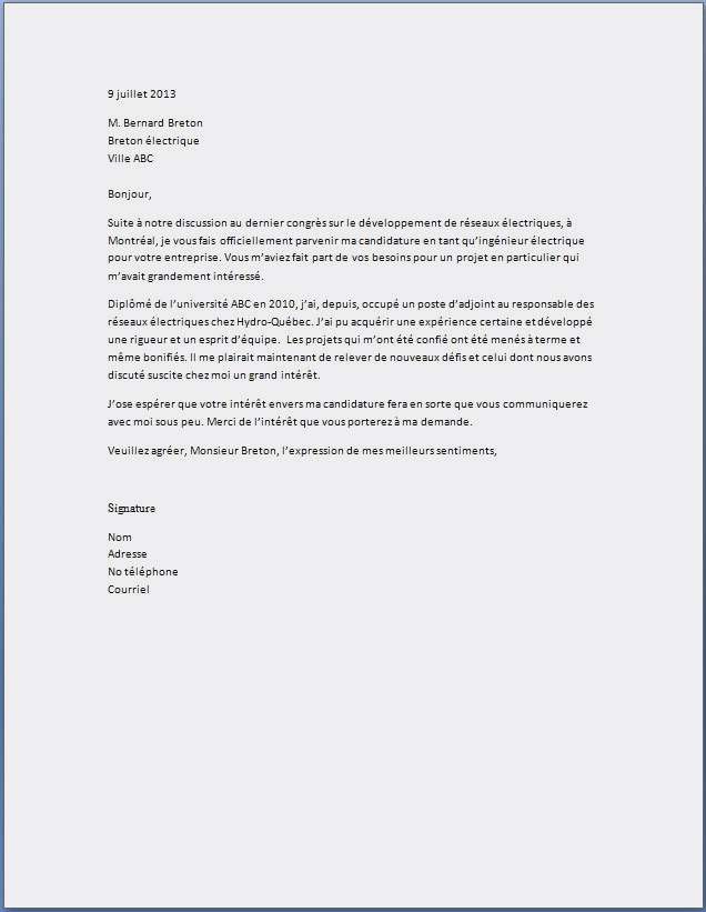 lettres de motivation ingenieur