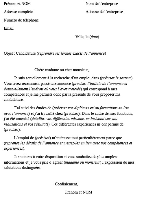 lettres de motivation pour embauche