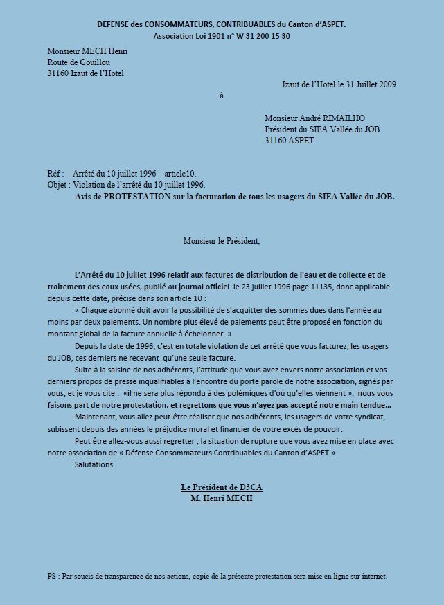 lettres de protestation