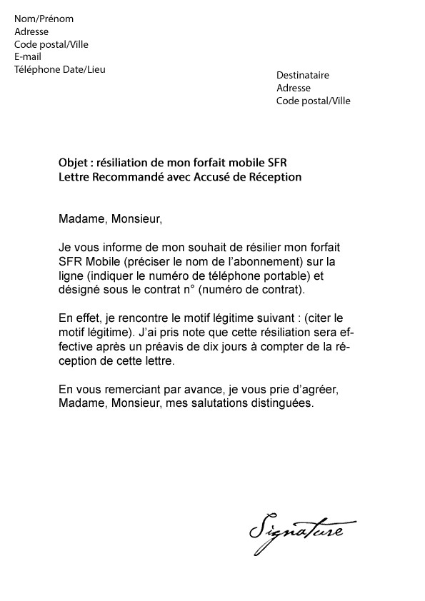 lettres de reclamation