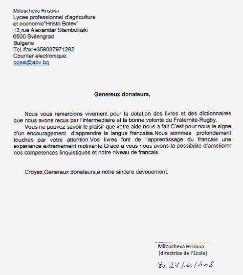 lettres de remerciement de stage