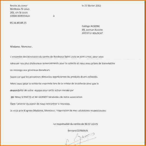 lettres de remerciement stage