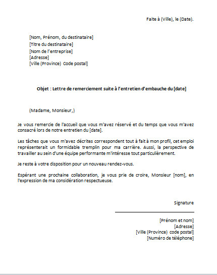 lettres de remerciements gratuites