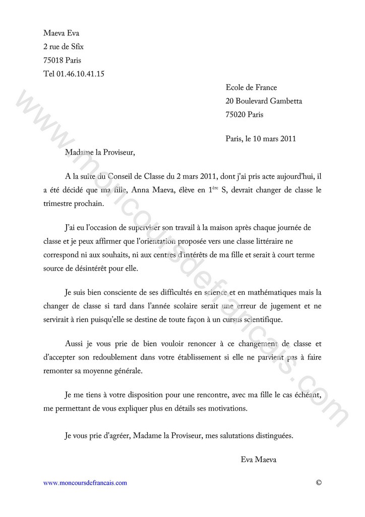 lettres formelles exemples