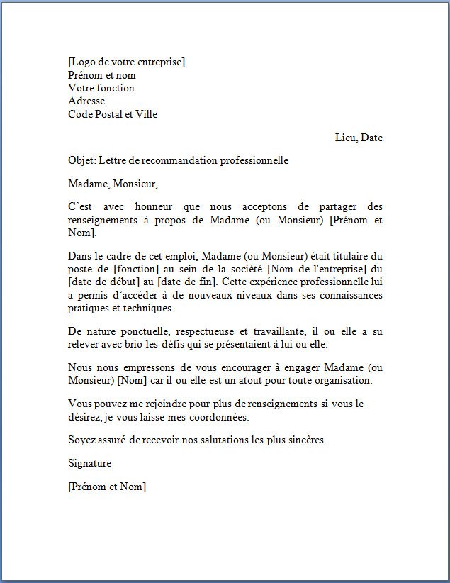 lettres professionnelles