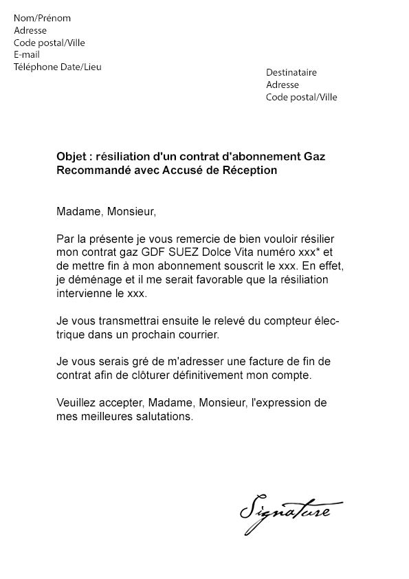 lettres types gratuites en francais