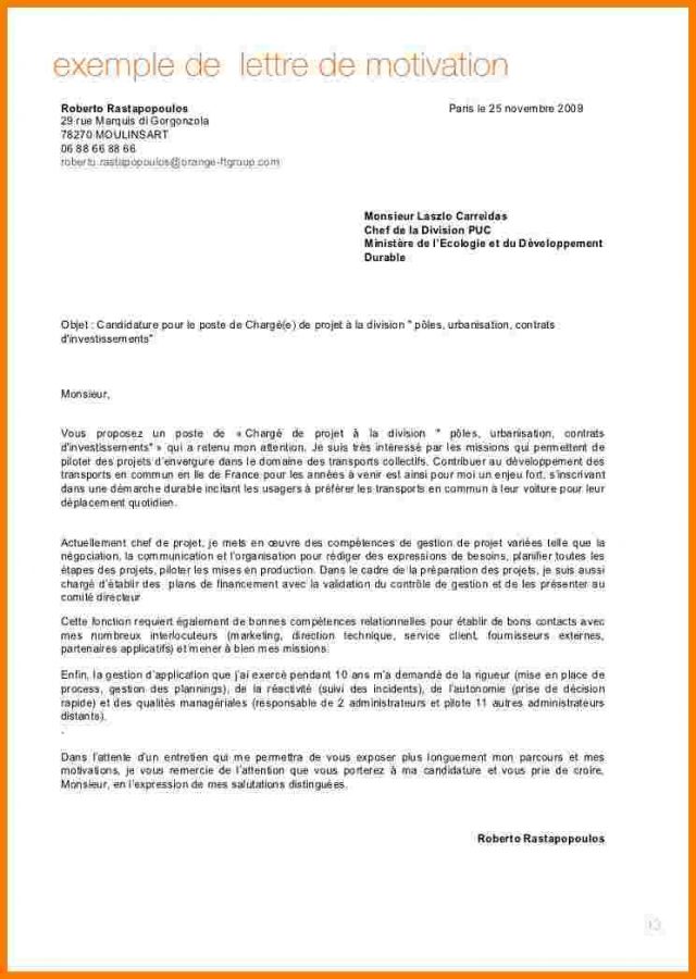 letttre de motivation
