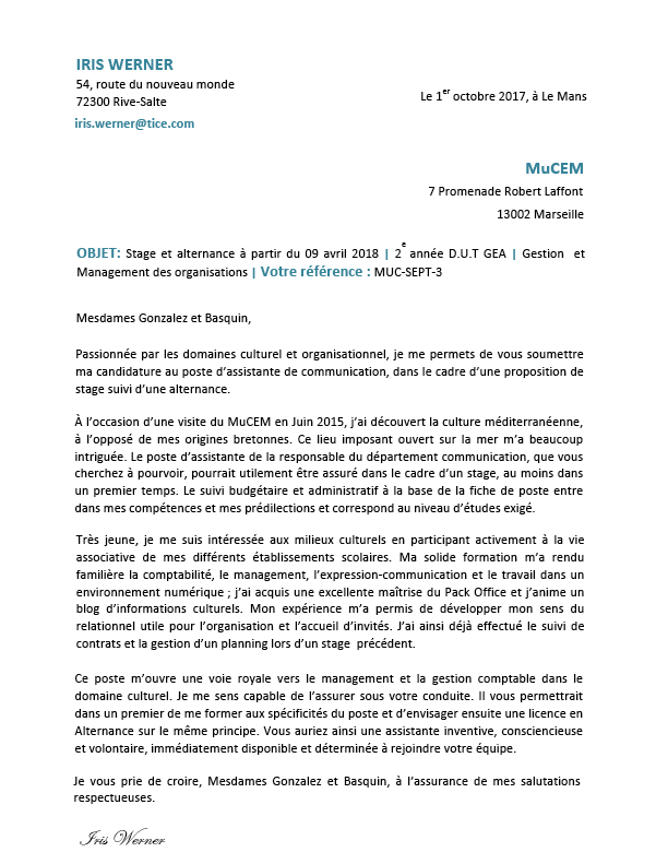 littre de motivation