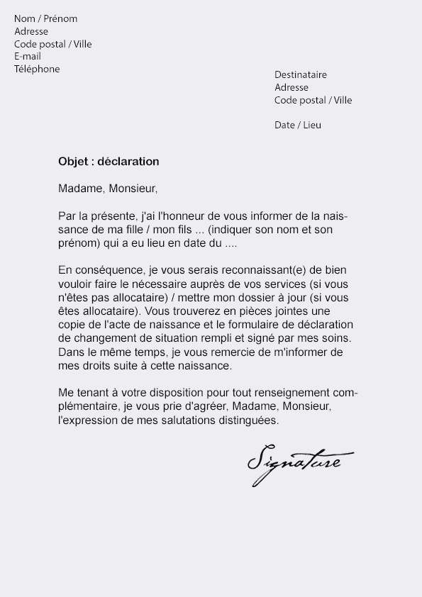 mail changement d adresse