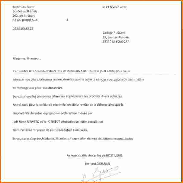 message de remerciement stage