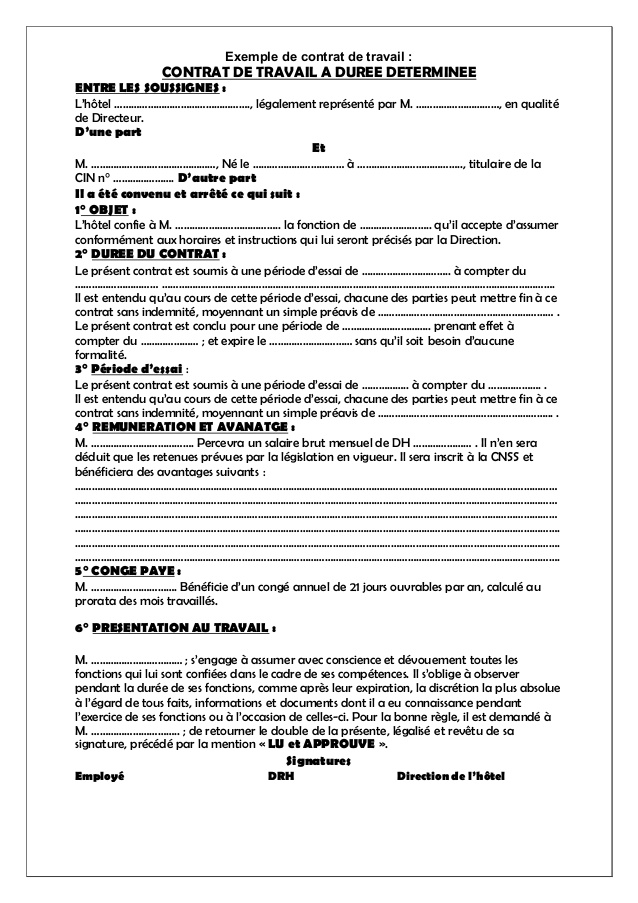 model contrat cdi gratuit