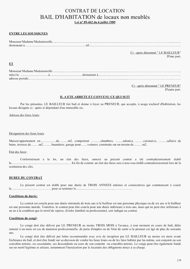 model contrat cdi gratuit