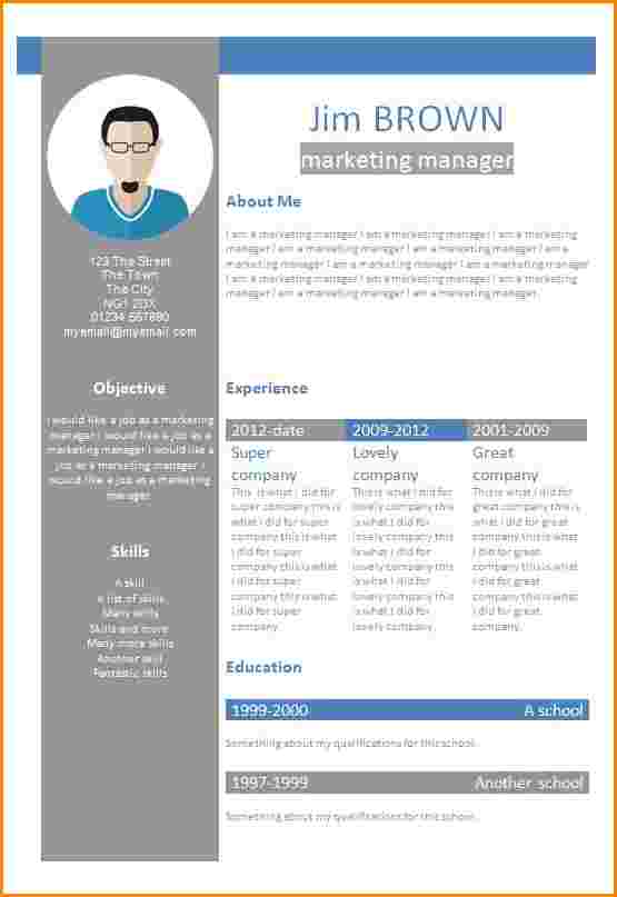 model de cv word