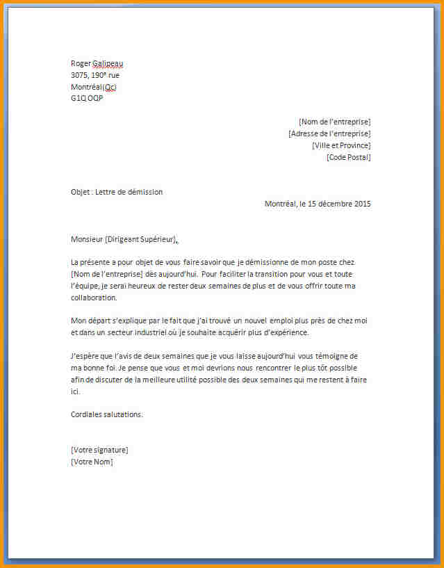 model de lettre administrative